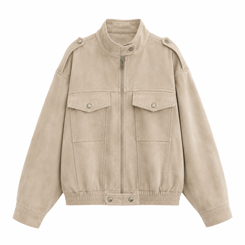 SUEDE Epaulette Bomber Jacket