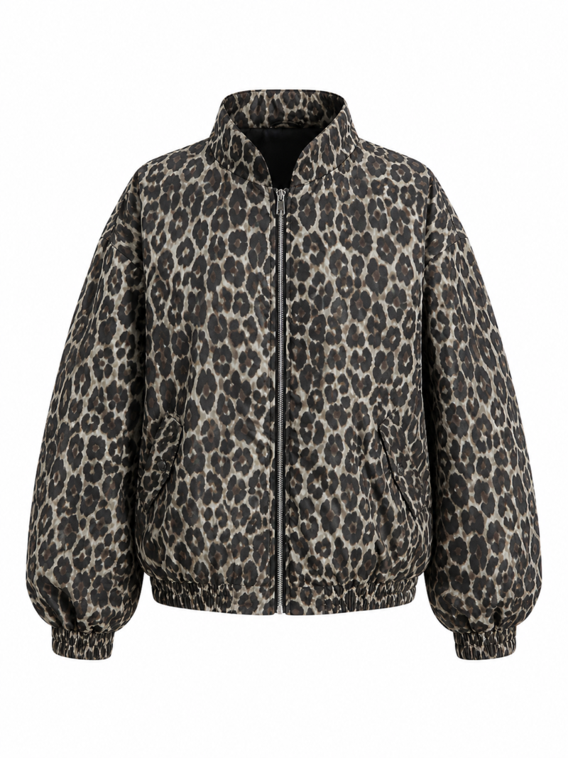 Leopard Lined Bomber trench coat