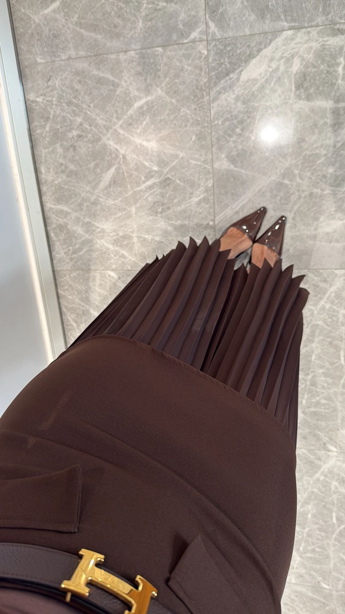 BROWN TULLE SKIRT WITH POCKET DETAILS - Image 3