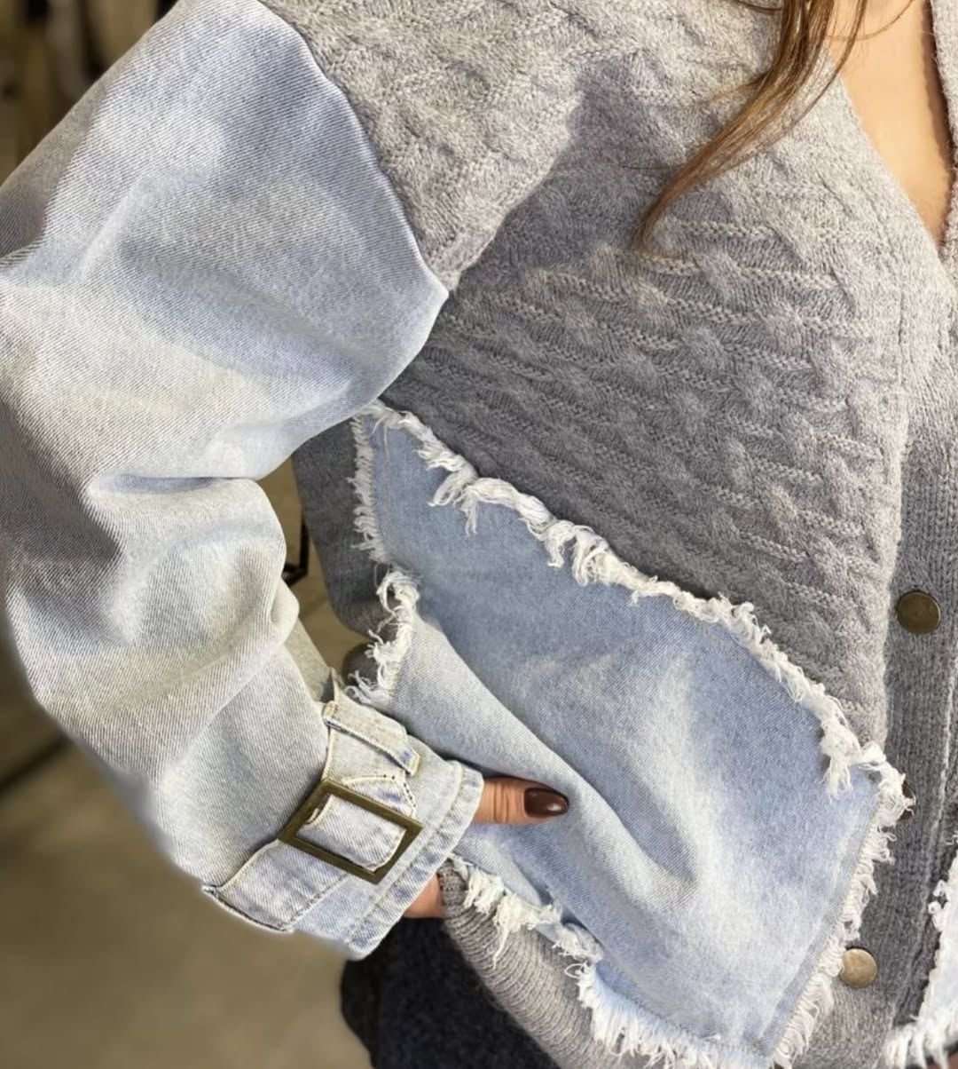 Denim Detailed Cardigan - Image 10