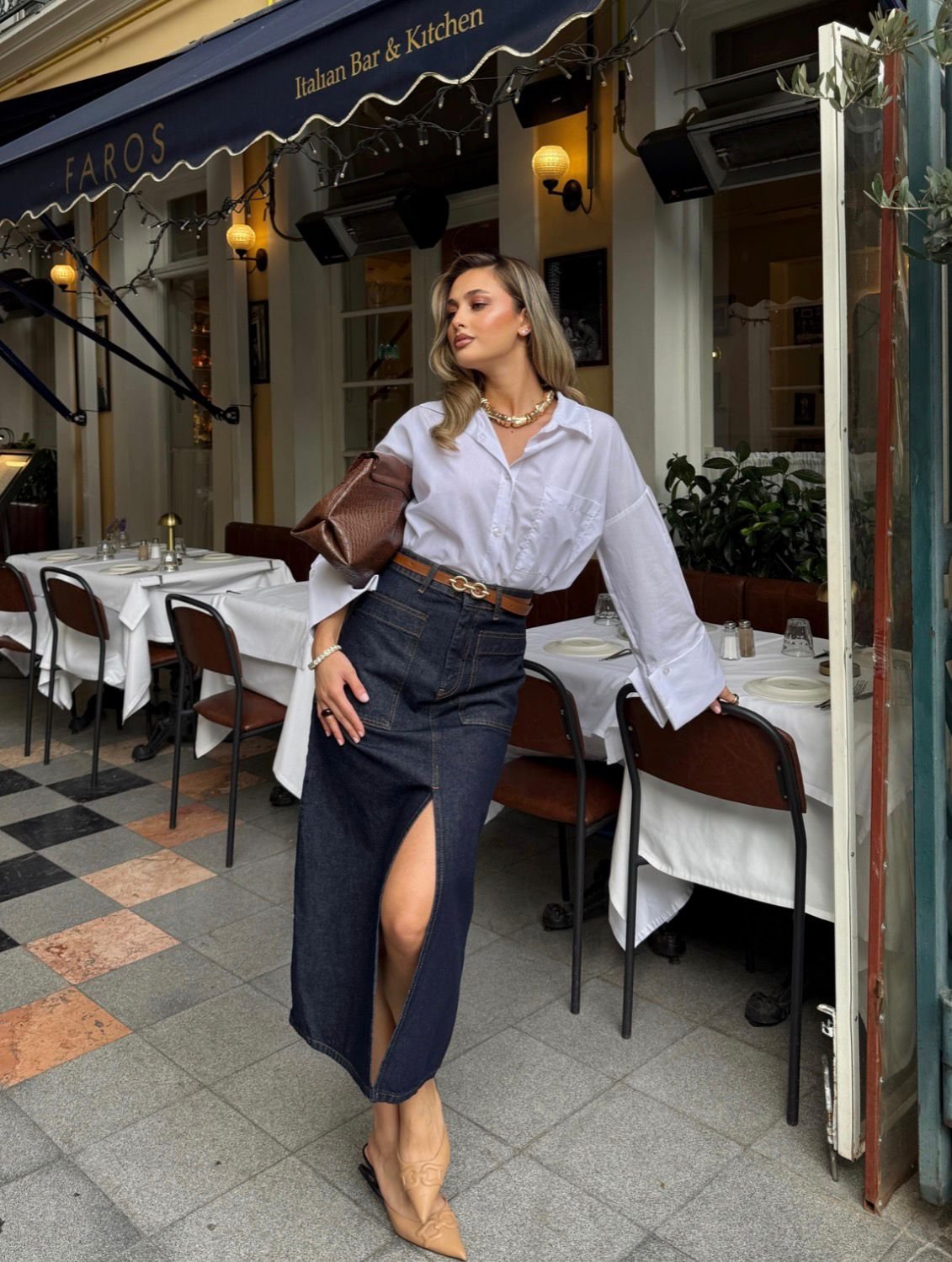 Loni Front Slit Midi Skirt