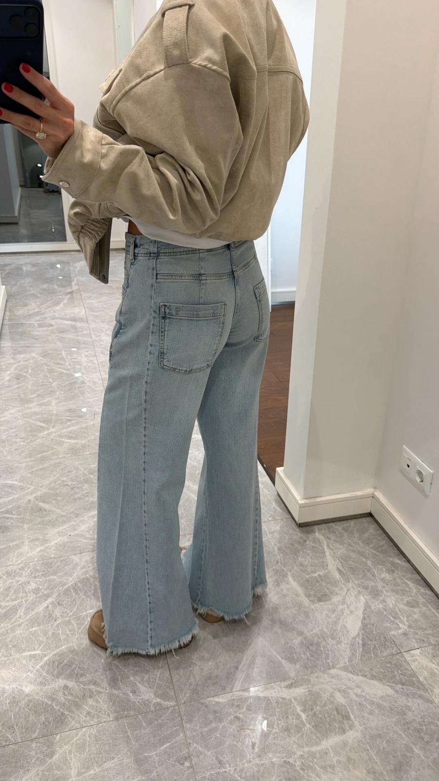 ICE BLUE HIGH WAIST PALAZZO JEANS - Image 3