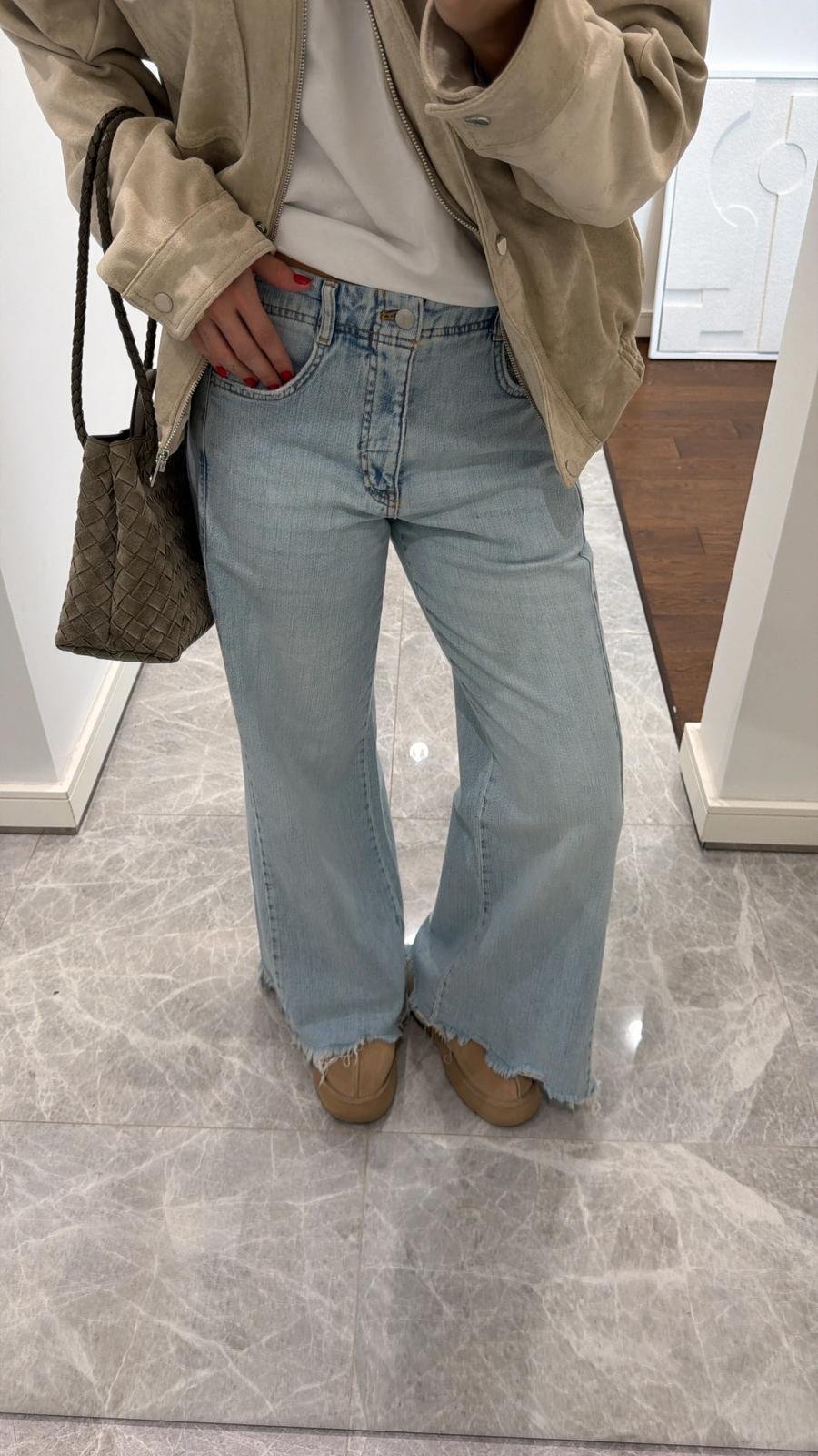 ICE BLUE HIGH WAIST PALAZZO JEANS - Image 4