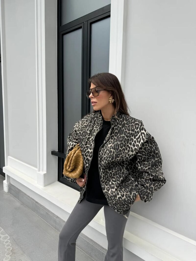 Leopard Lined Bomber trench coat