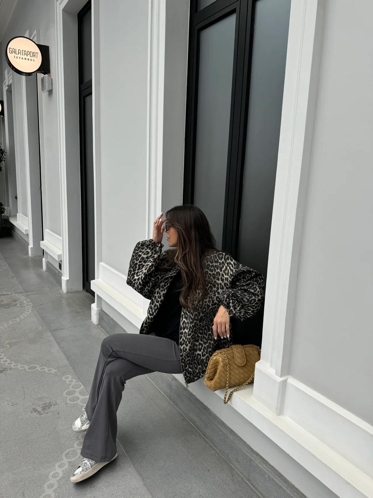 Leopard Lined Bomber trench coat - Image 2