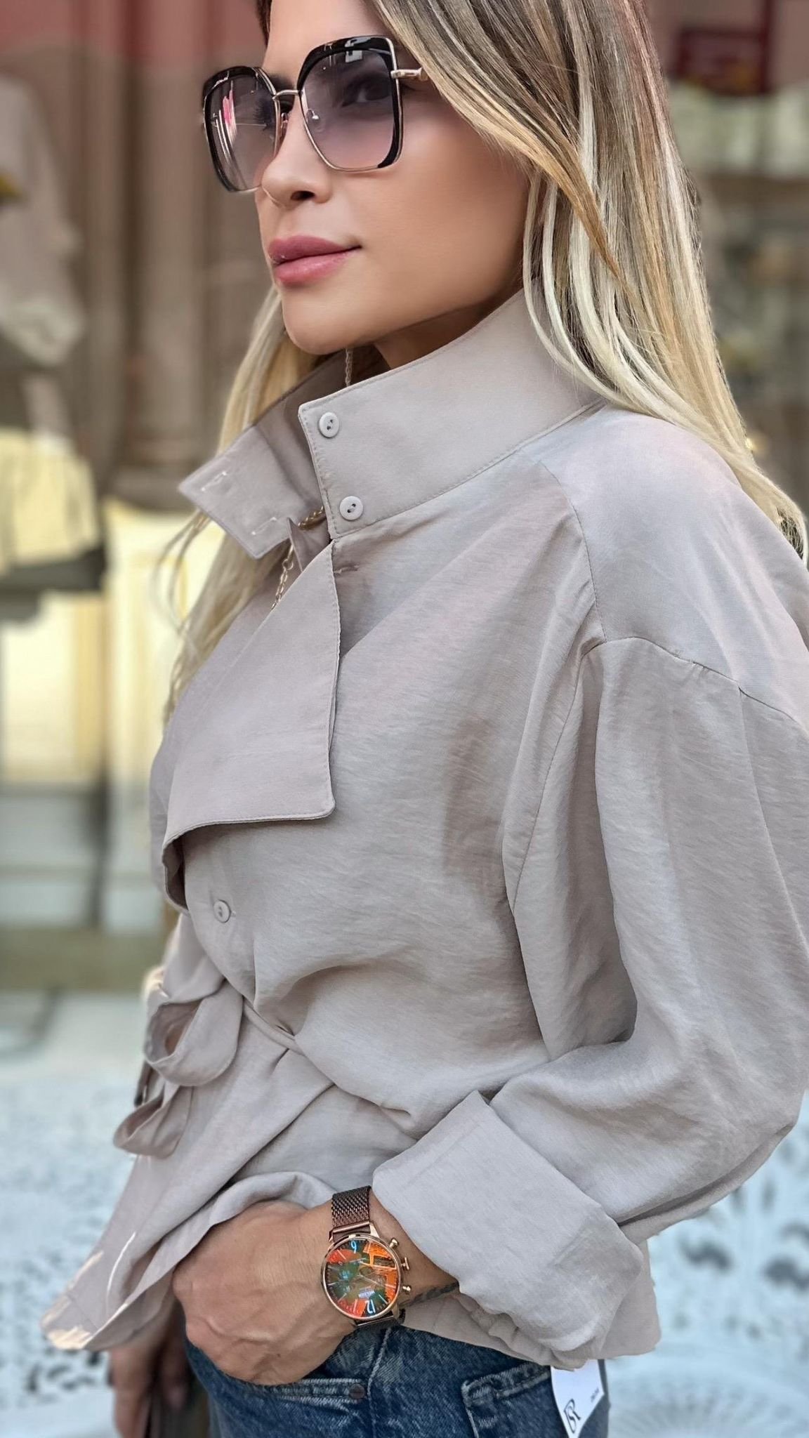 Beige Waist-Tied Jacket - Image 2