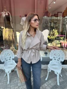 Beige Waist-Tied Jacket