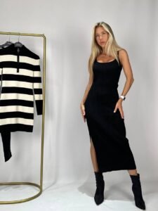 Dilvin Strappy Midi Length Knit Dress