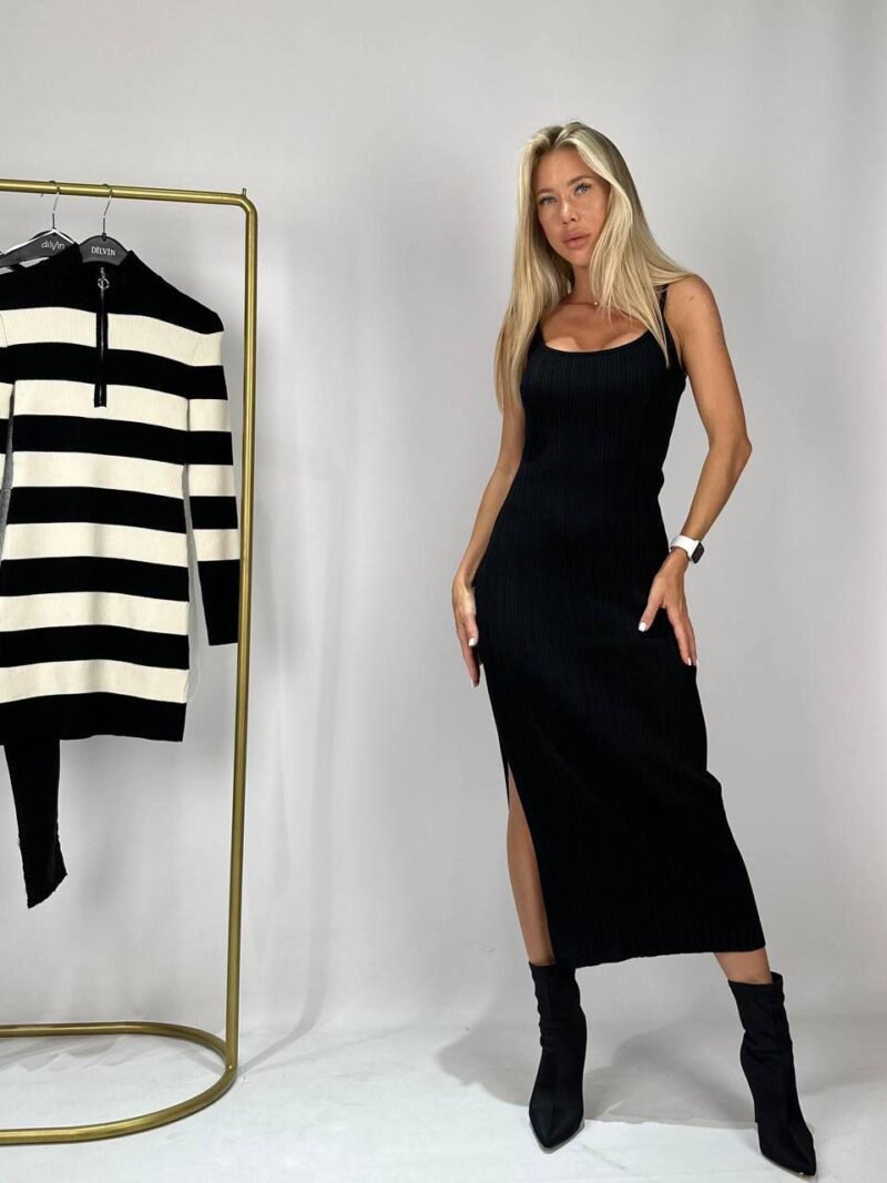 Dilvin Strappy Midi Length Knit Dress