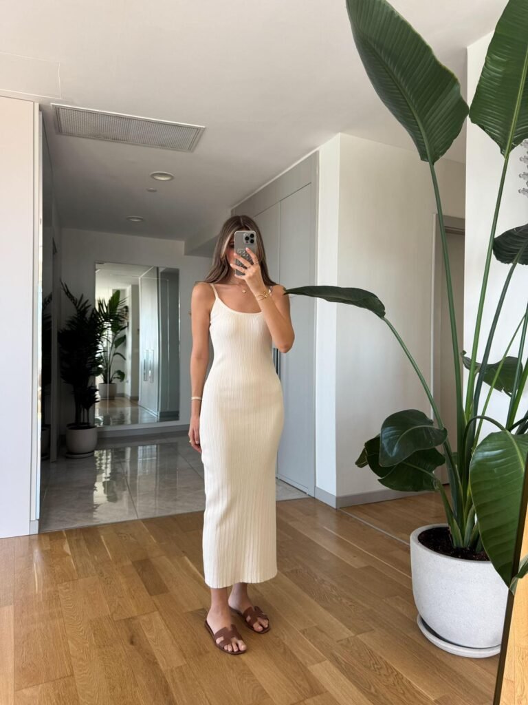 Dilvin Strappy Midi Length Knit Dress