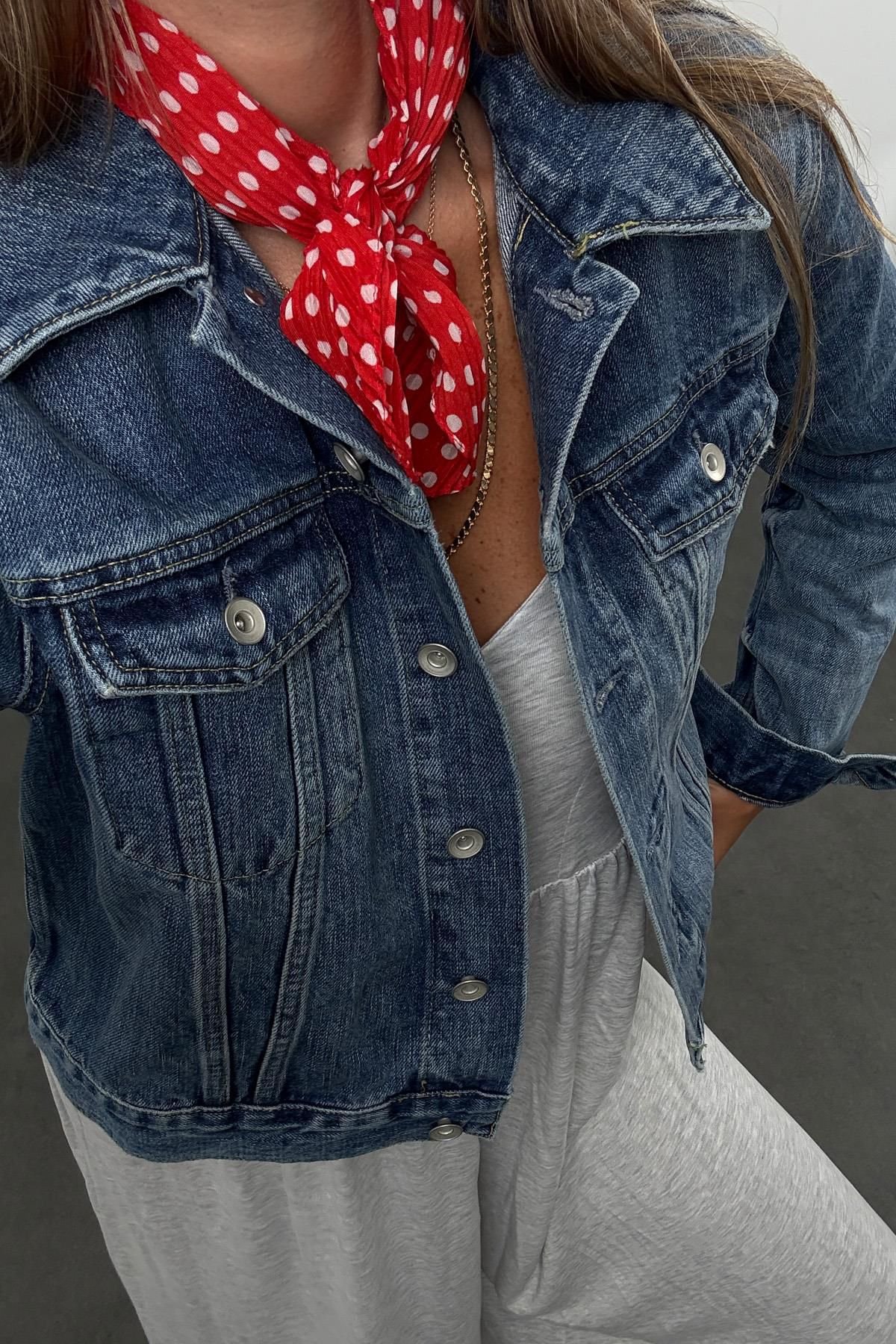 Blue Fitted Classic Denim Jacket - Image 4