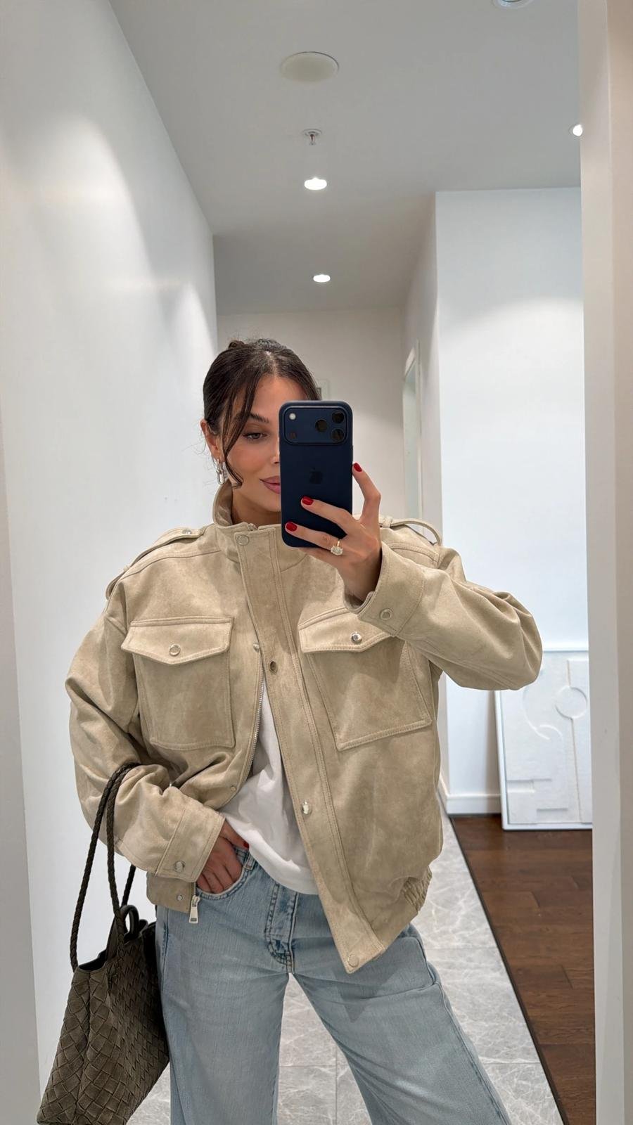 SUEDE Epaulette Bomber Jacket - Image 4