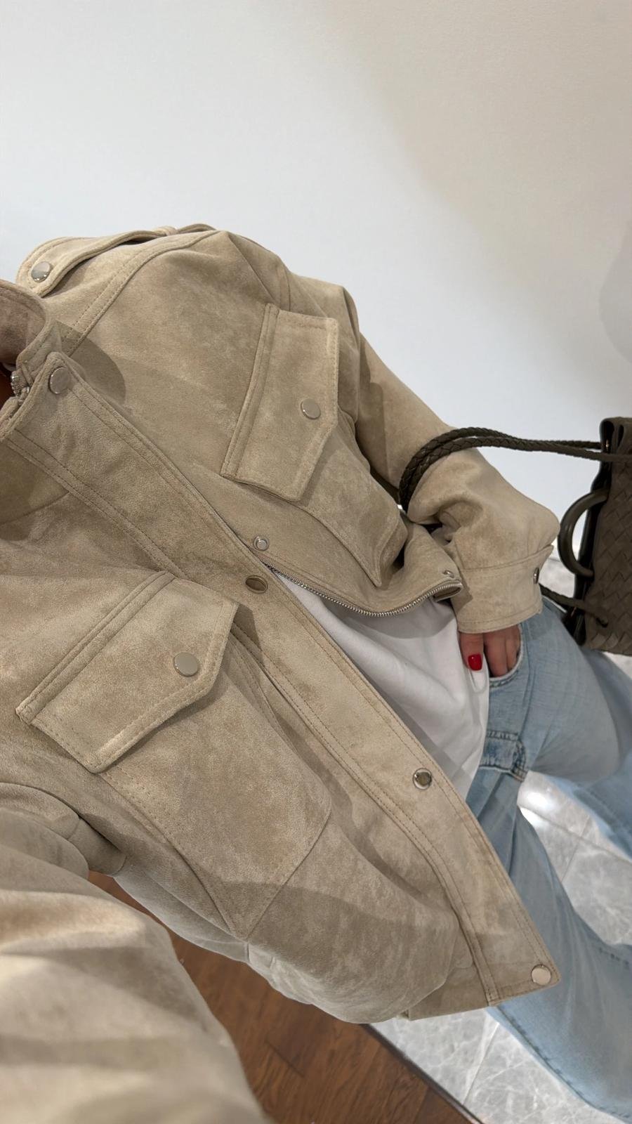 SUEDE Epaulette Bomber Jacket - Image 3