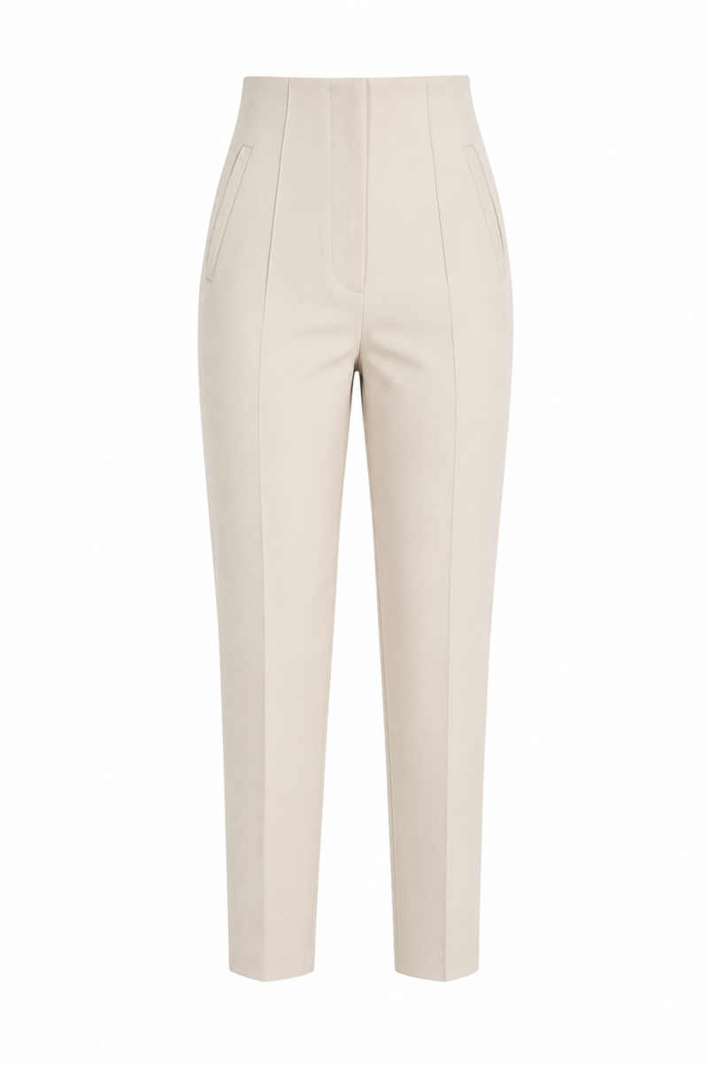 Beige Flat Front Trousers