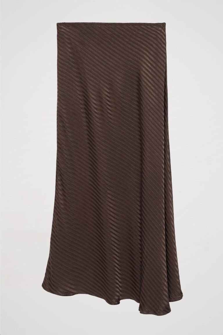 Brown Self-Striped Satin Skirt
