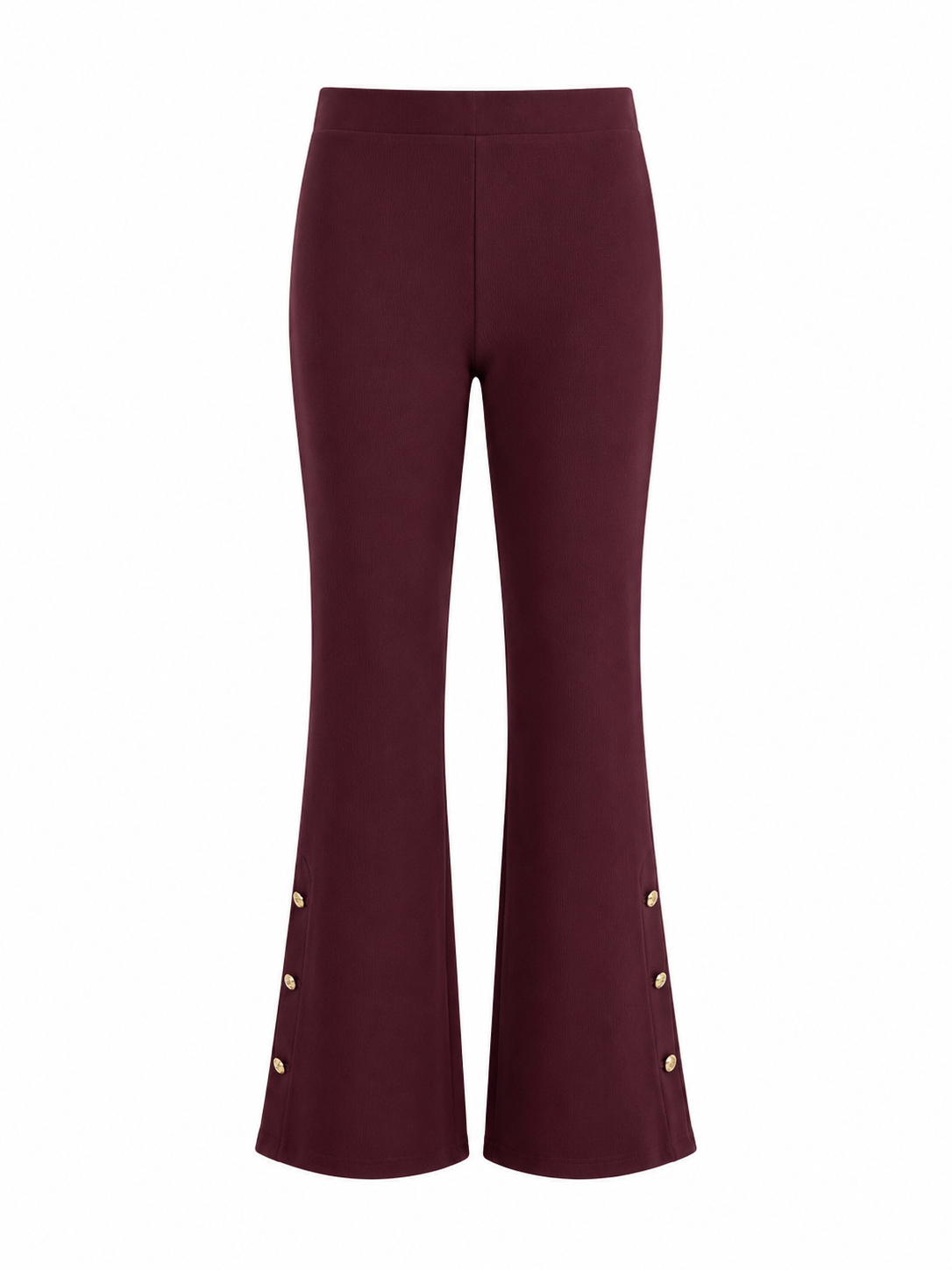 Button Detailed Bell-bottom Trousers Black