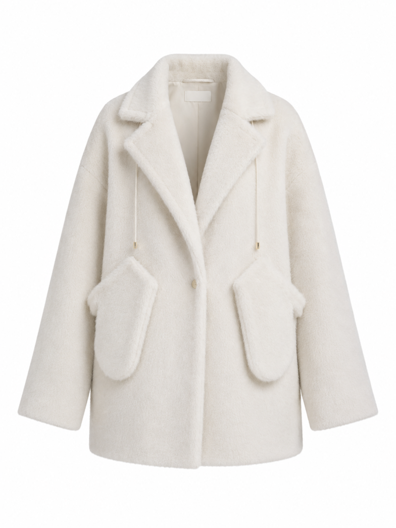 SOFT-TEXTURED COAT WITH ECRU GLOVES