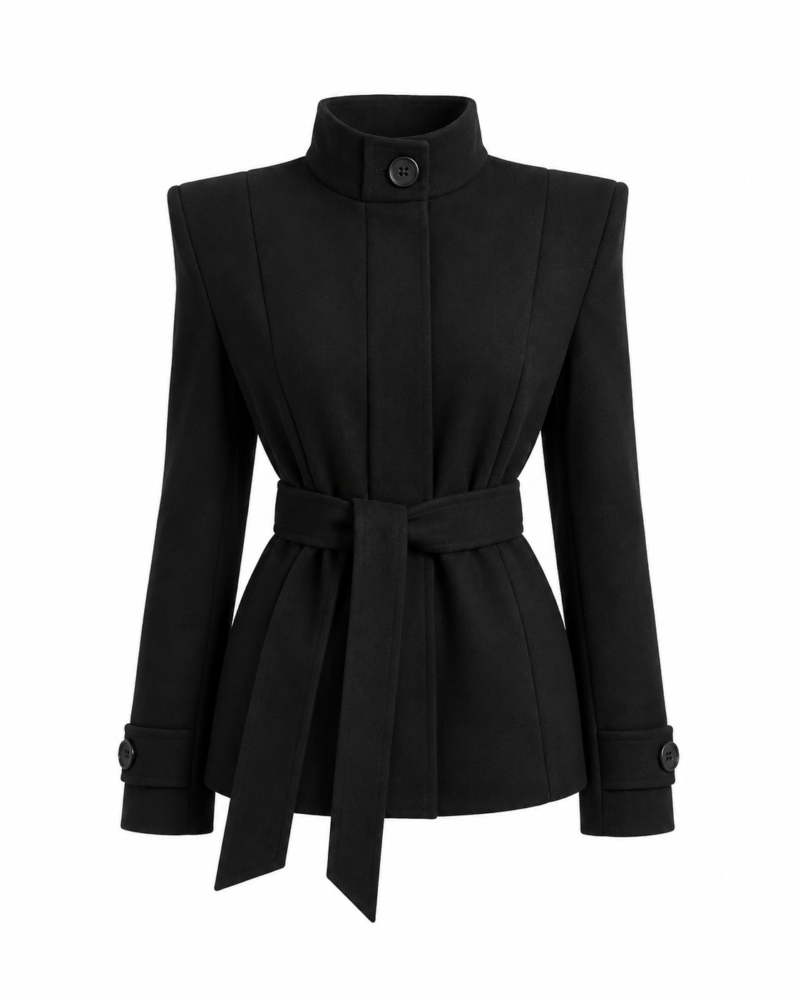 Padded Belted Cashmere Jacket