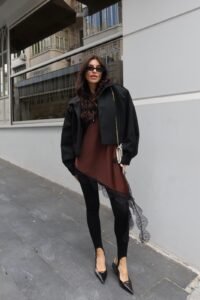 Asymmetrical Cut Lace Satin Blouse with Open Back