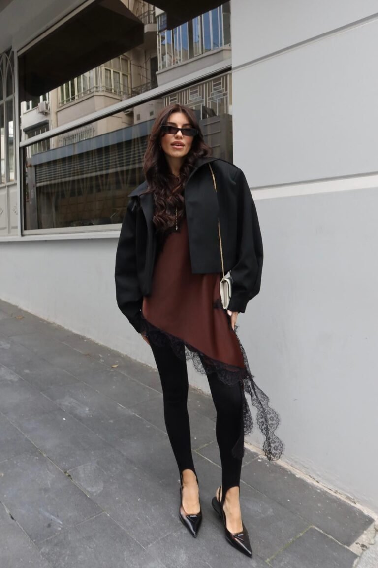 Asymmetrical Cut Lace Satin Blouse with Open Back