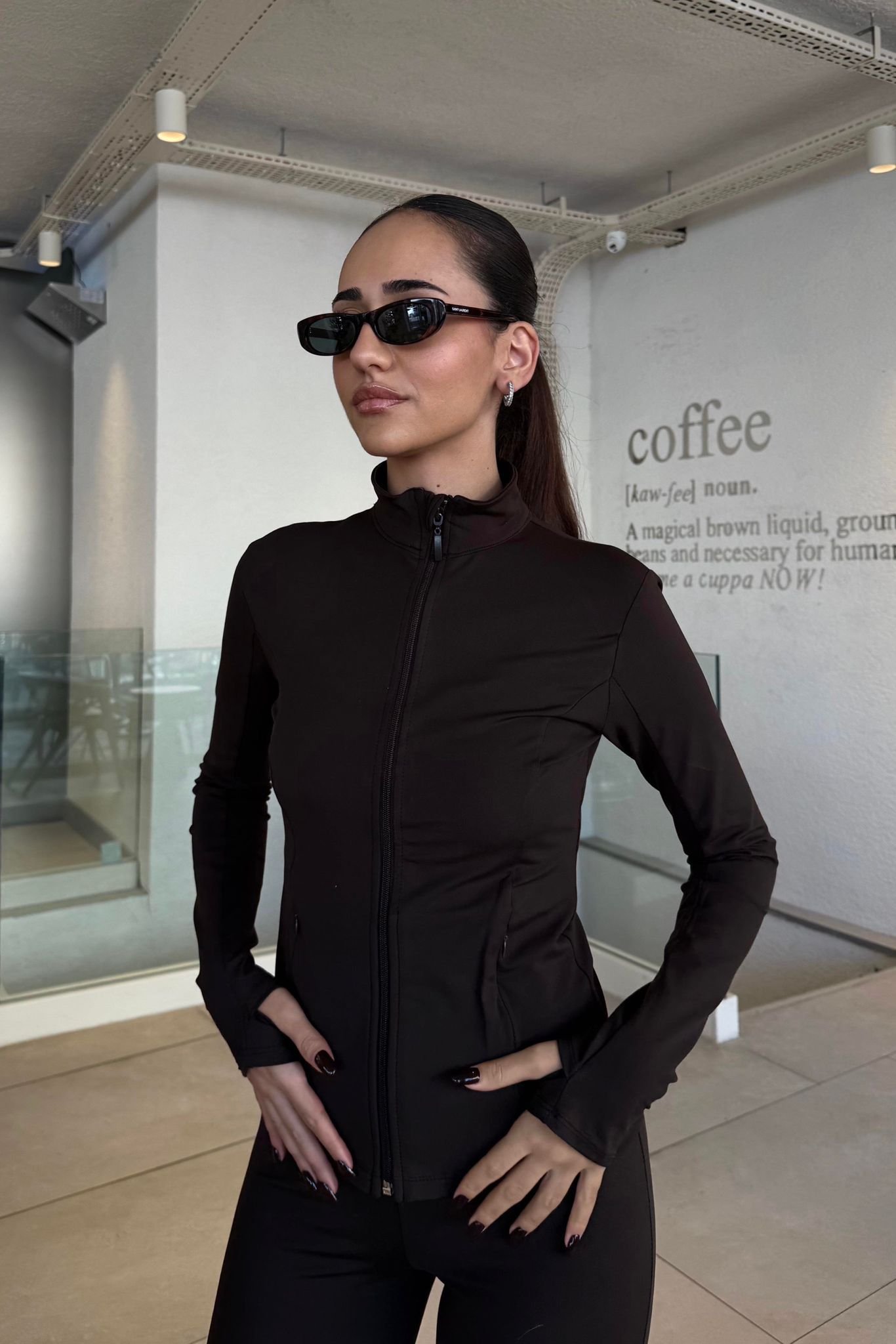 BROWN BRALET LEGGINGS JACKET SET - Image 2