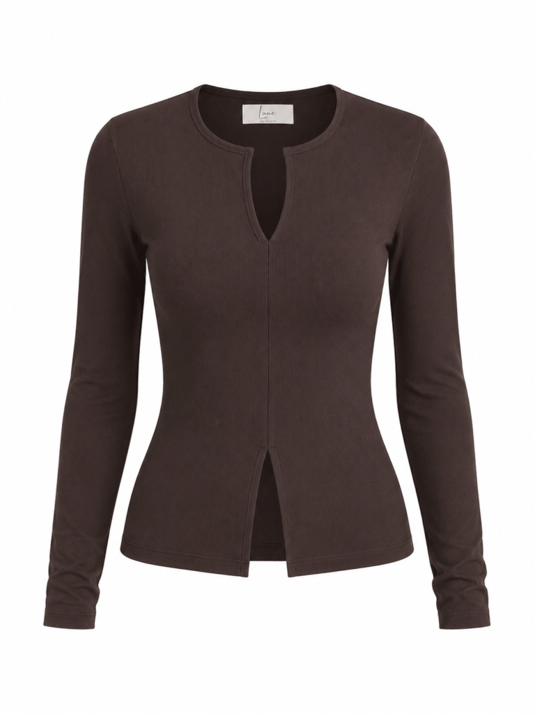 Long-sleeved top with zipper detail