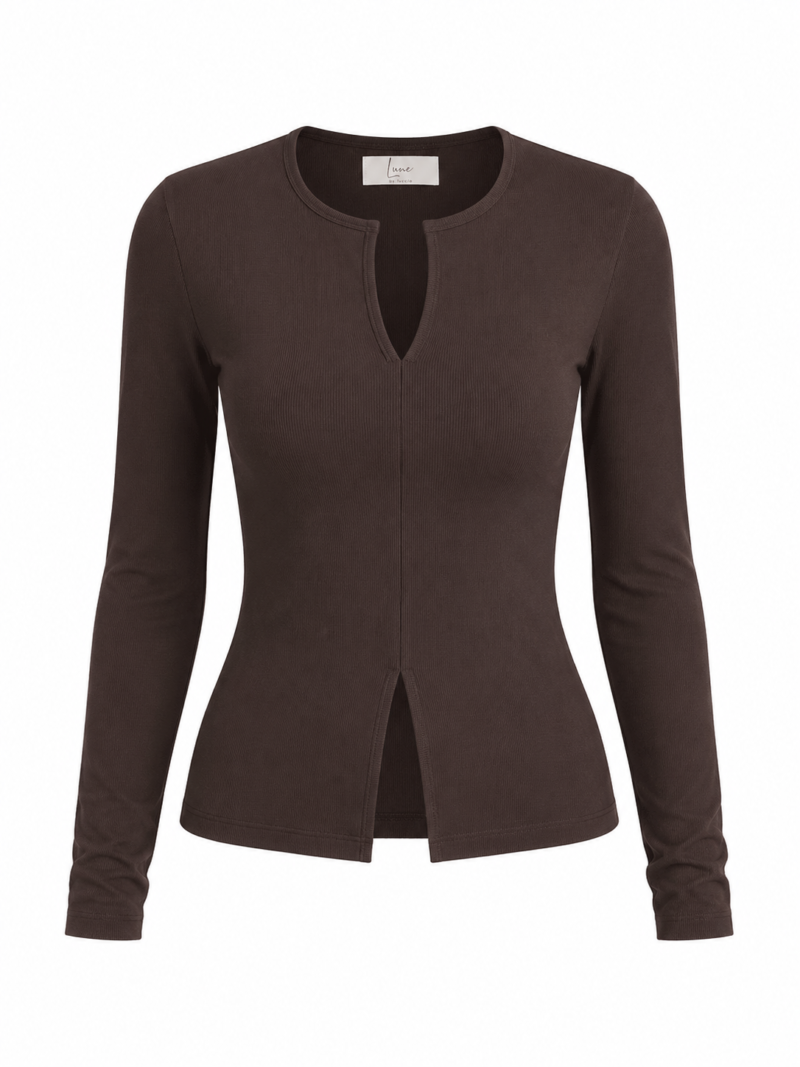 Long-sleeved top with zipper detail