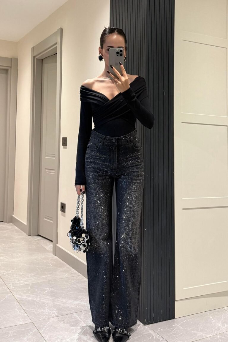 Black Vintage Premium Stoned Jeans