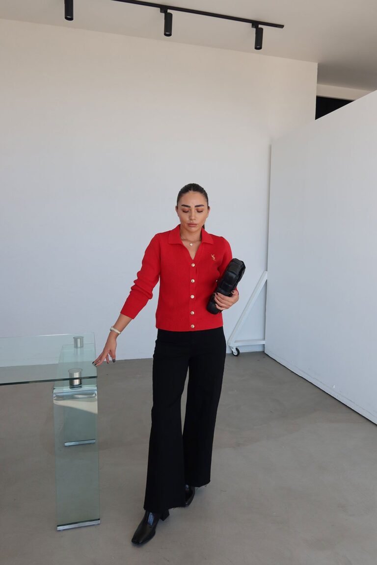 YSL Embroidery Detailed Gold Buttoned Cardigan