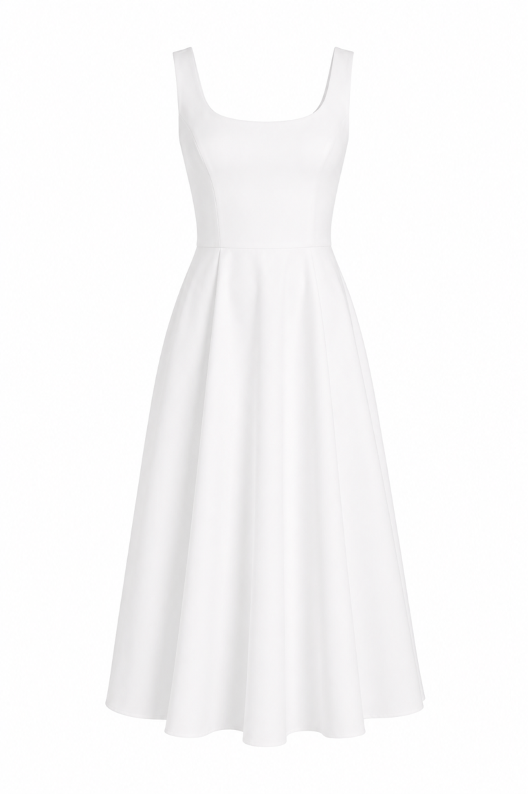 Dans Women's Thick Straps Double Pocket Satin Midi Evening Dress