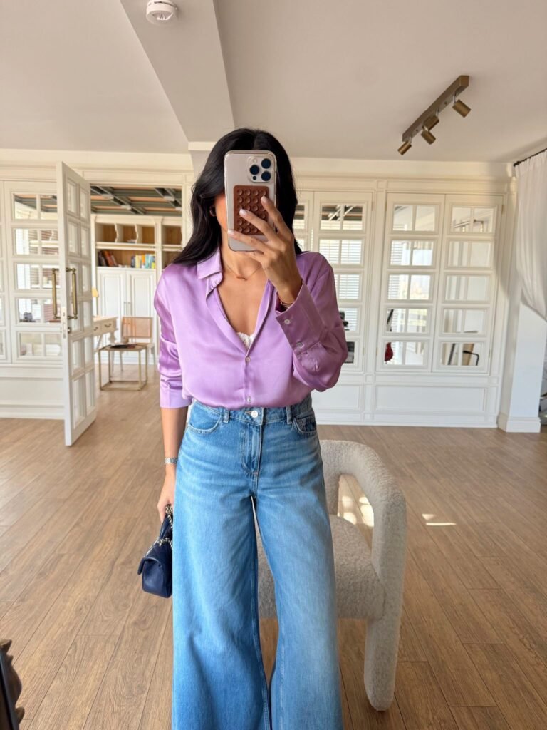 Stars Pearl Buttoned Satin Shirt