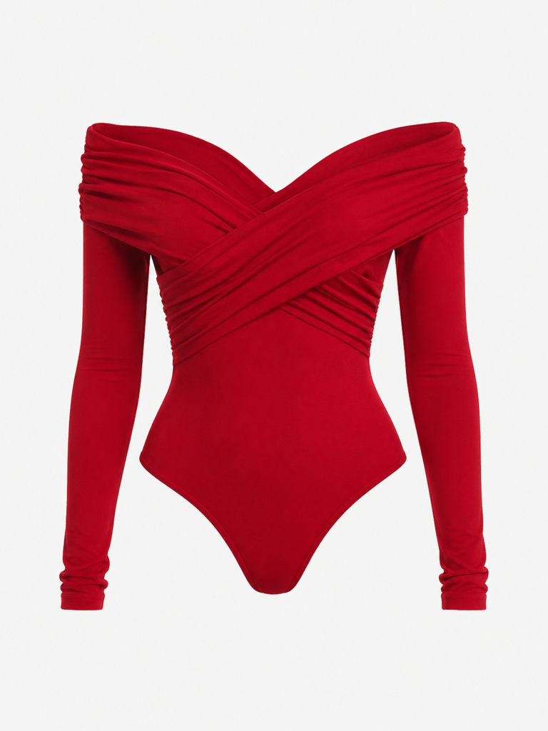 Elegance Off-Shoulder Bodysuit Versatile - Red