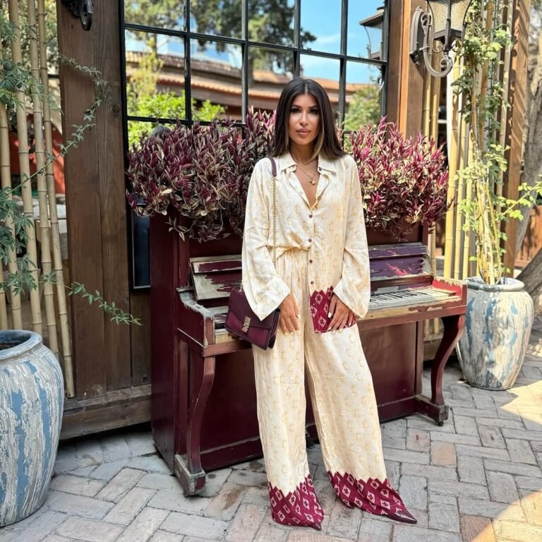 Women's Modal Fabric Oversize Shirt and Wide-Leg Trousers Two-Piece Set