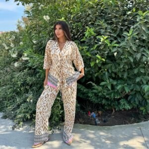 Ethnic Kimono Set Beige