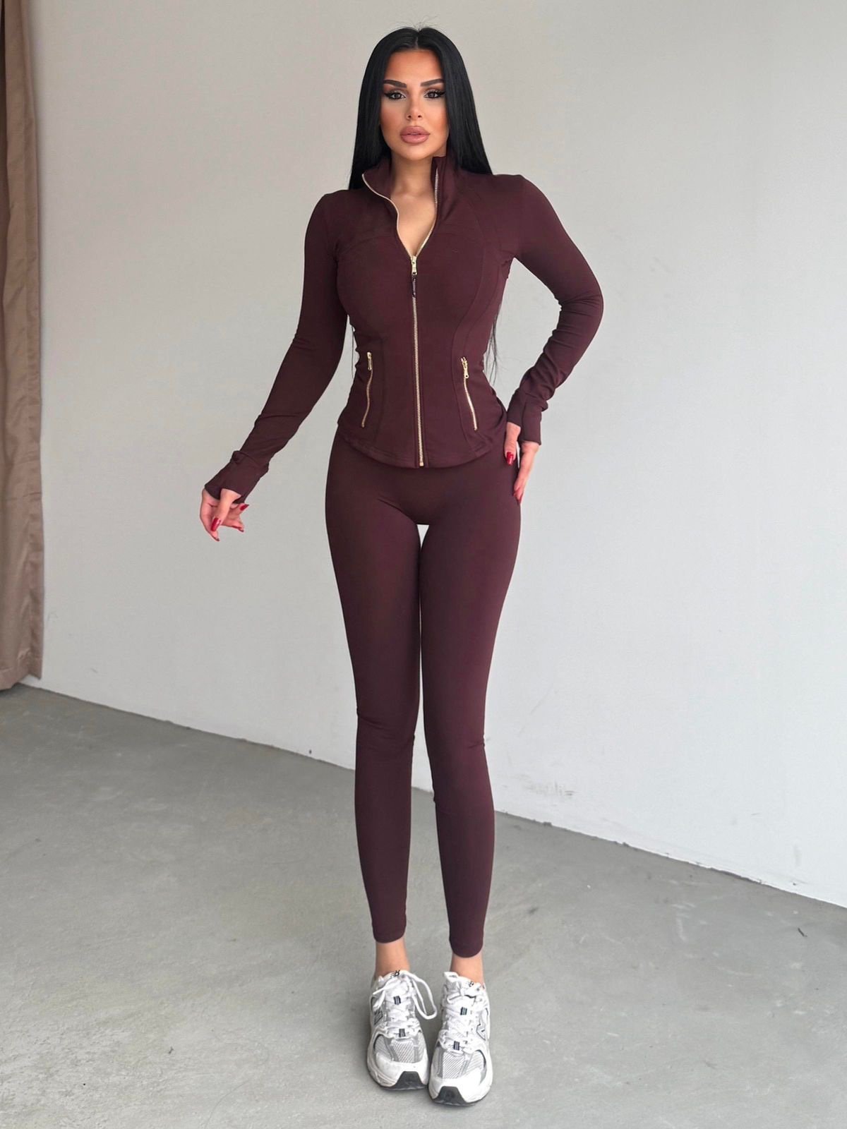 Lulu Burgundy Smart Fabric Sportswear Set - Image 3