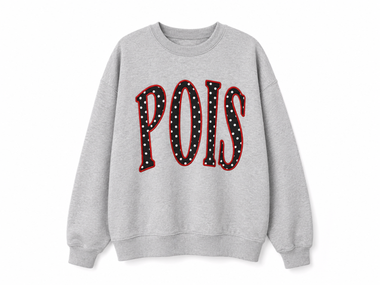 Gray Pois Text Print Sweatshirt