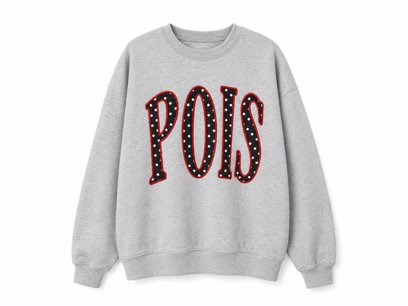 Gray Pois Text Print Sweatshirt