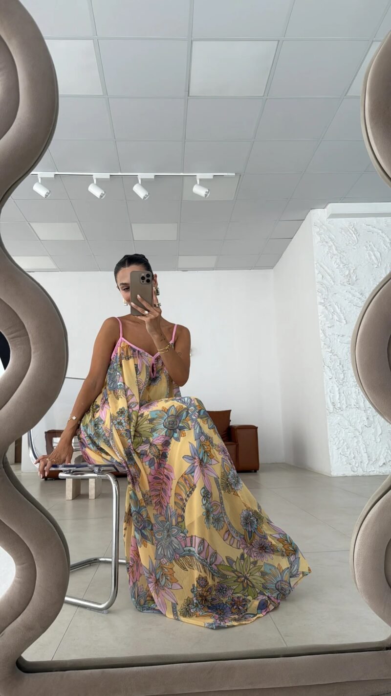 FLORAL PATTERNED STRAPLESS LOOSE DRESS