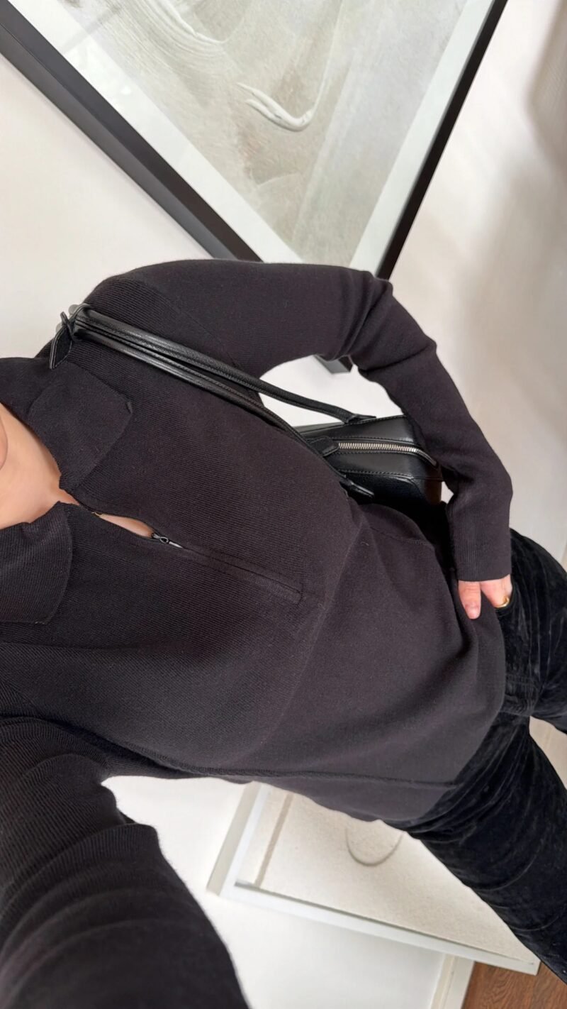 Polo collar zippered bluz