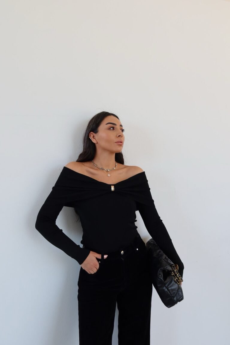 Bardot Neckline Knitted Blouse