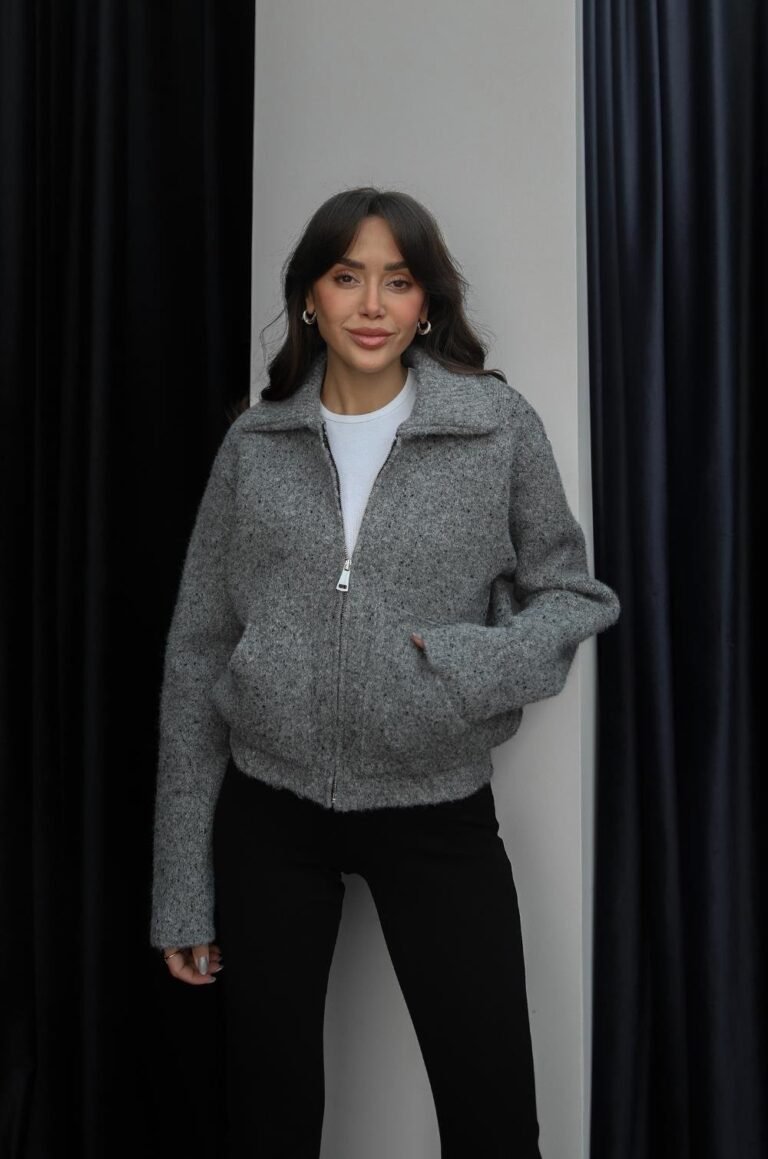 SMOKED ALVARO WOOL BLEND ZIPPED CARDIGAN