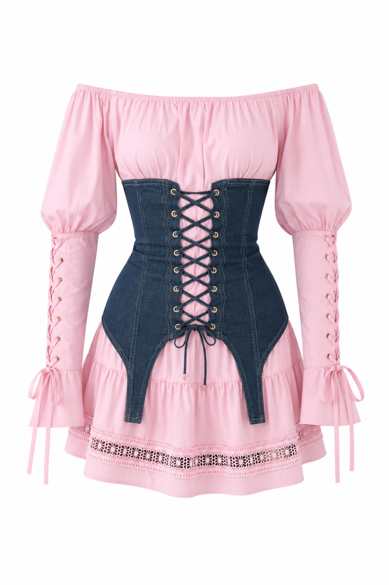 A luxurious pink corset dress