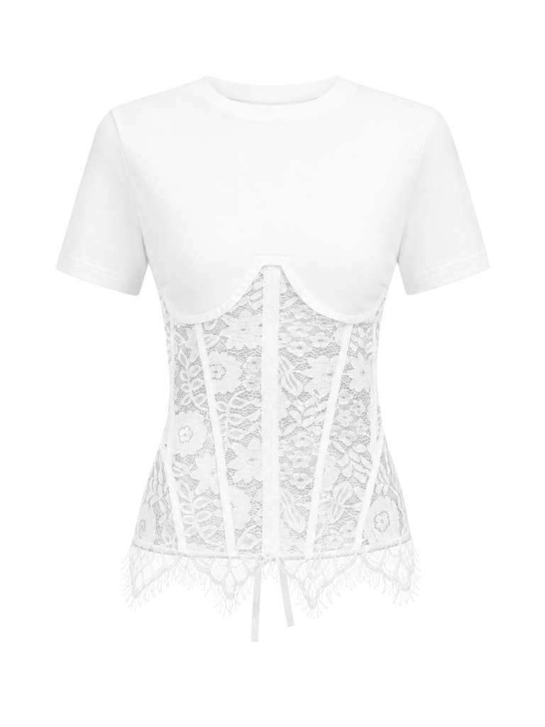 WAIST CORSET BLOUSE WITH LACE DETAILS