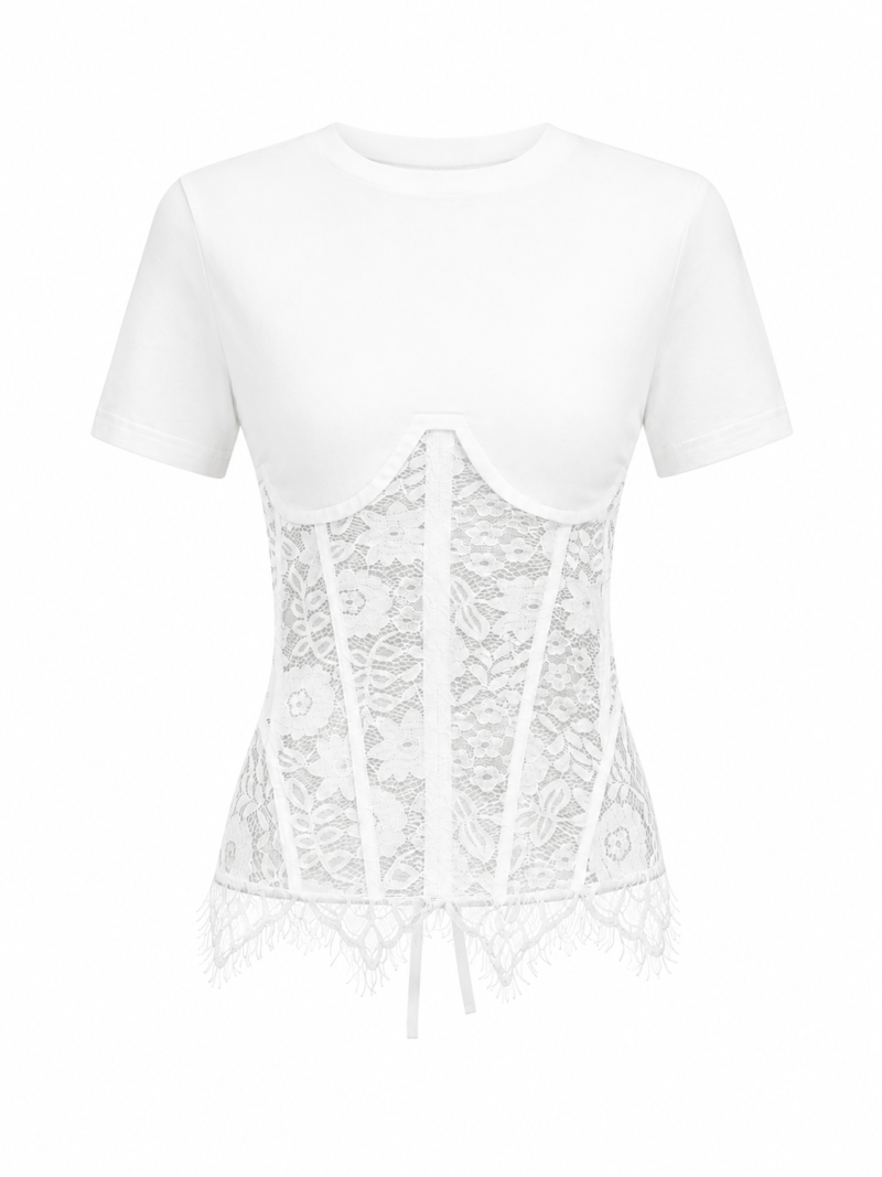 WAIST CORSET BLOUSE WITH LACE DETAILS