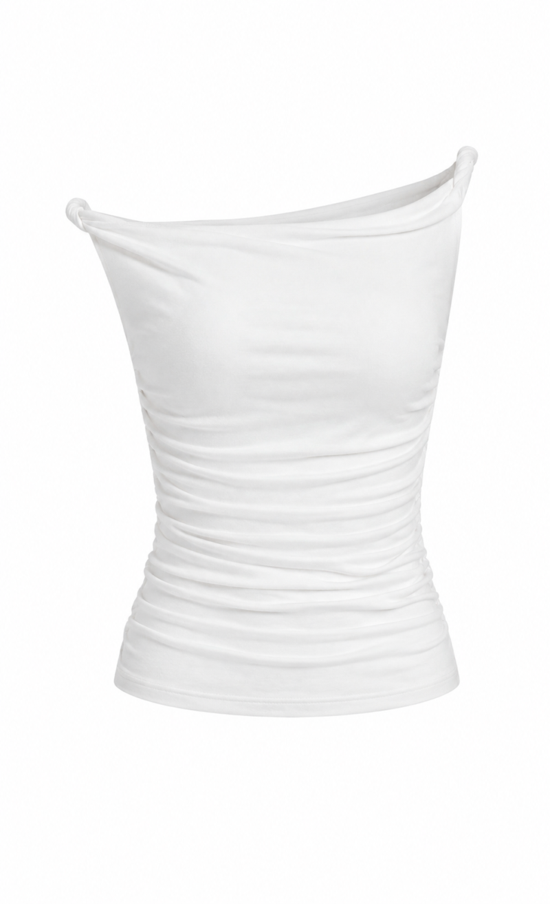 ASYMMETRICAL DRAPED BLOUSE