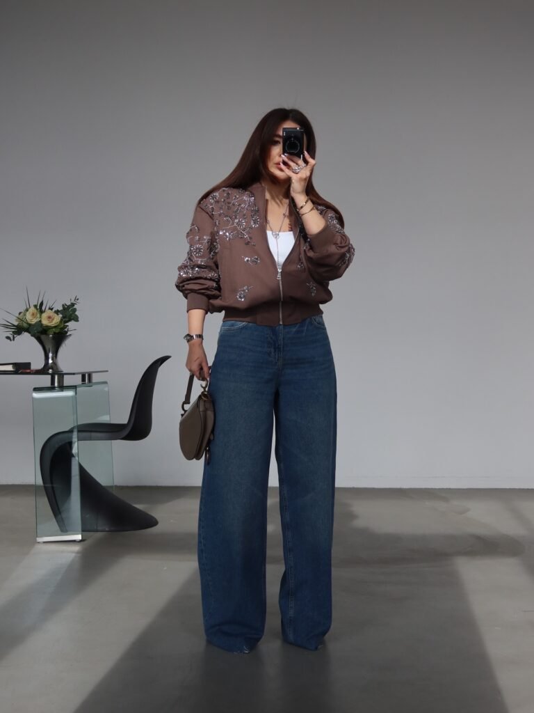 Embellished Bomber Jacket with Elastic Waistband