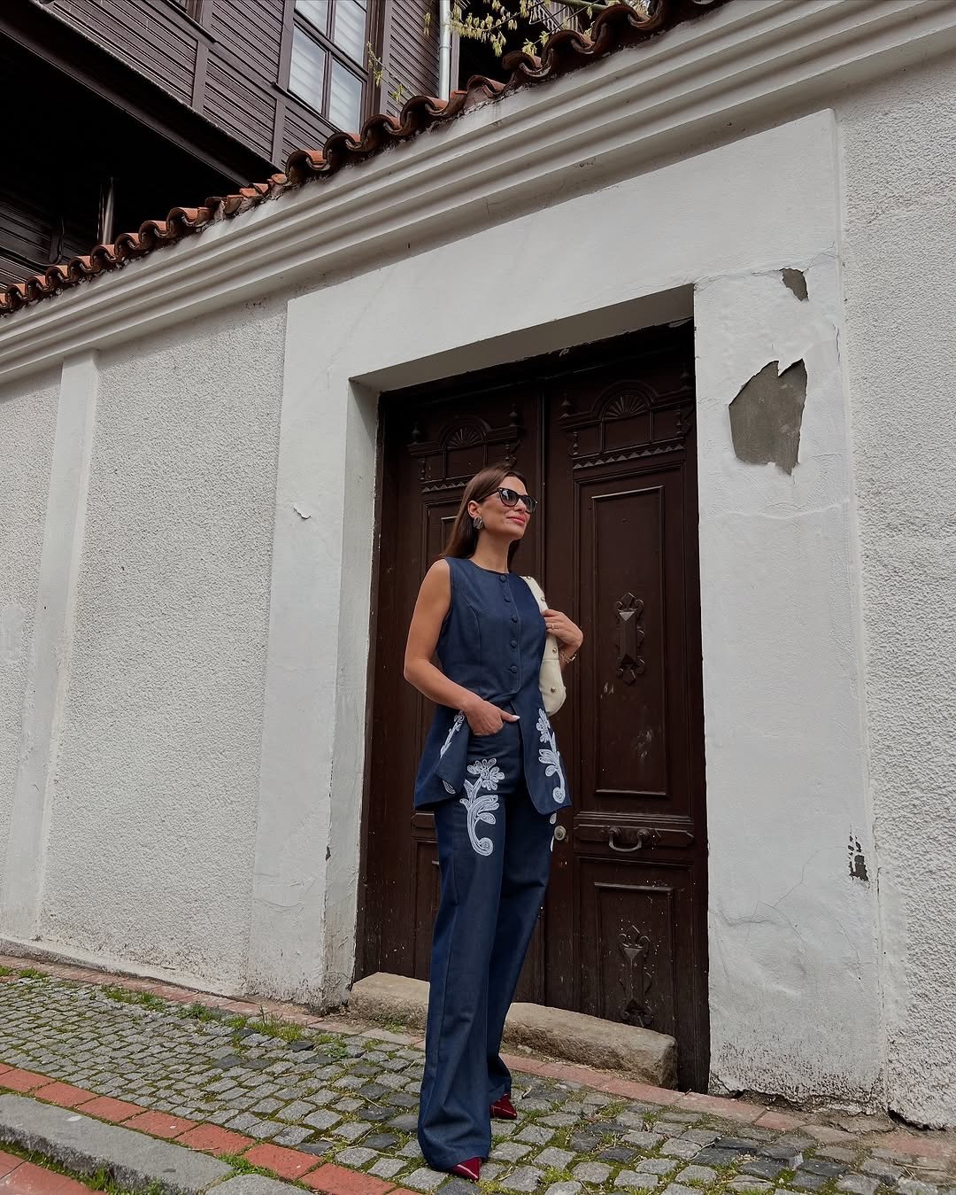 Navy Embroidered Denim Set - Image 5