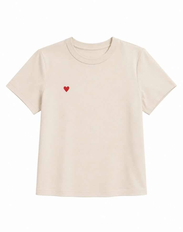HEART DETAIL COTTON T-SHIRT