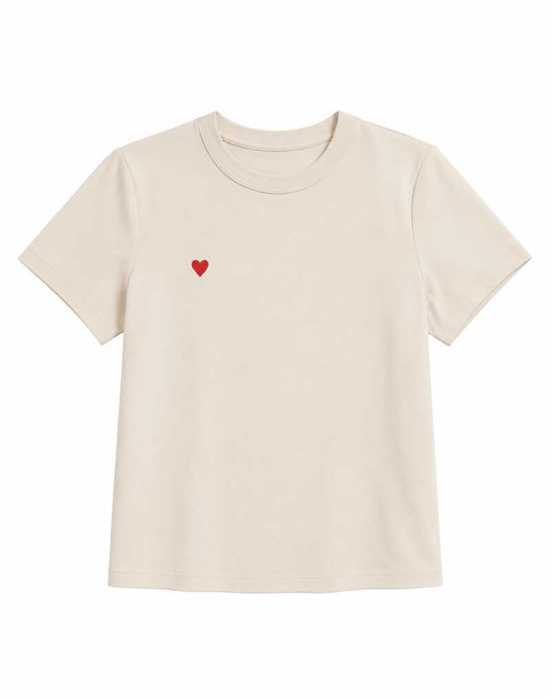 HEART DETAIL COTTON T-SHIRT