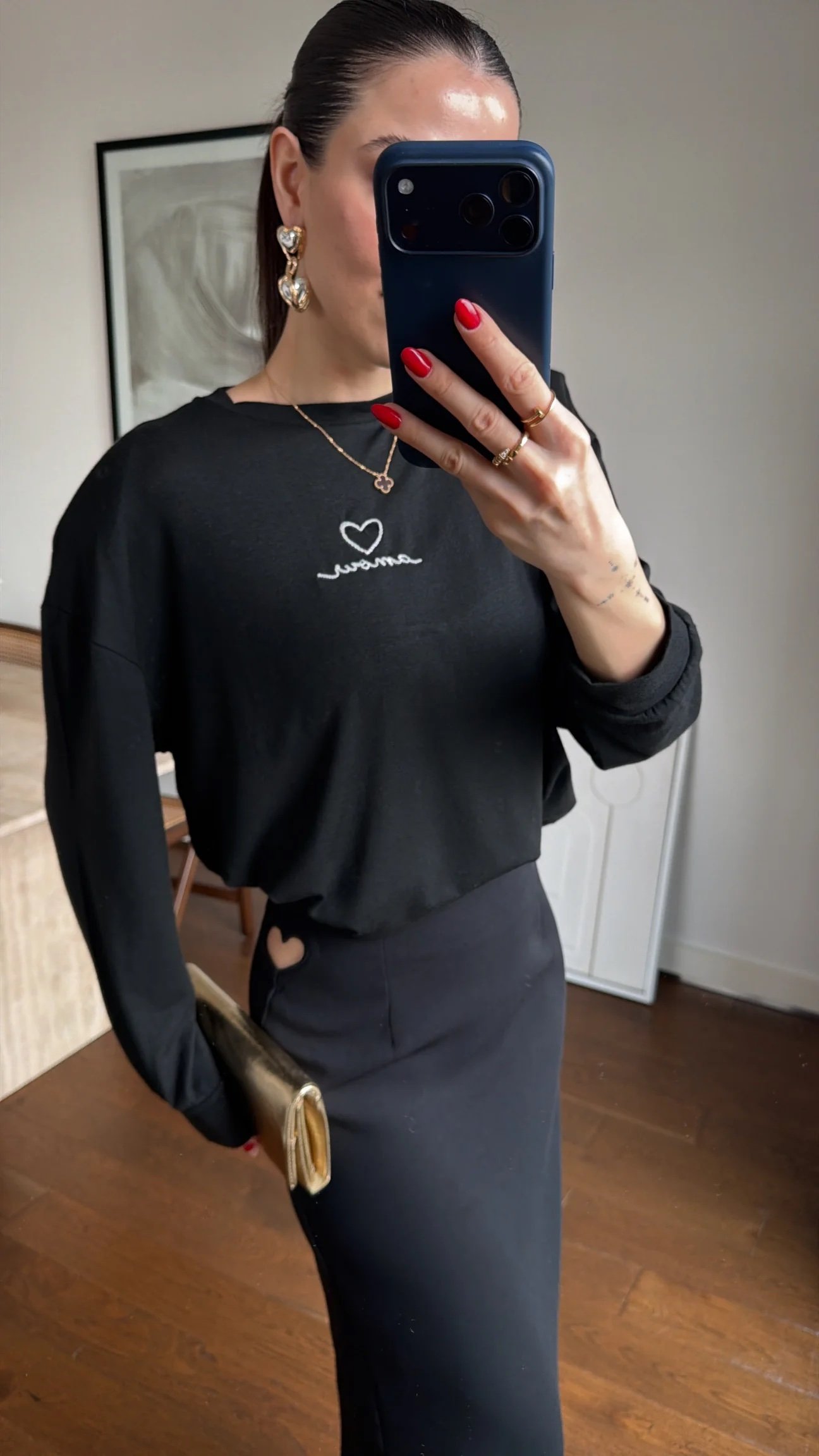 BICYCLE COLLAR EMBROIDERED BLOUSE - BLACK - Image 3